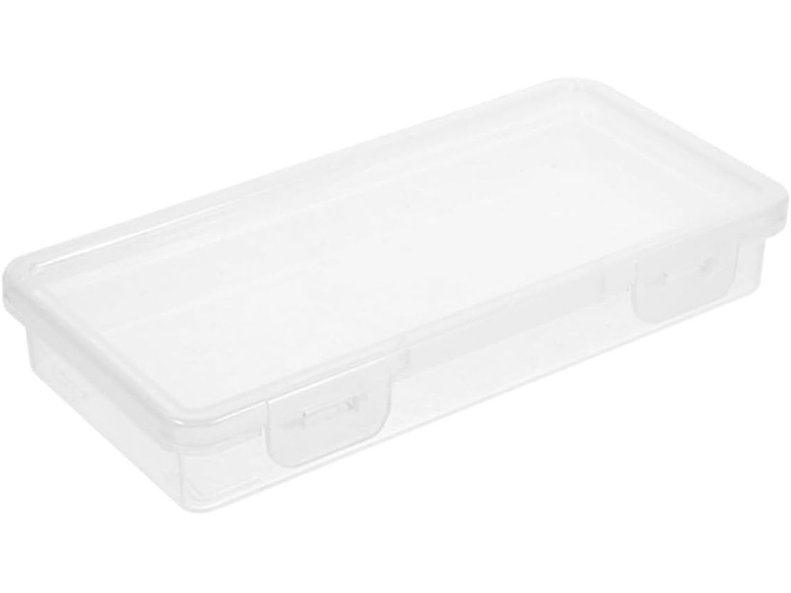 Estuche grande de plástico transparente para lápices, ideal para que los niños pinten, con tapa segura, compacto y apilable.