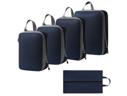 Bolsa de almacenamiento de compresión, juego de 5 piezas, bolsa de almacenamiento de viaje ligera, color azul marino y dorado