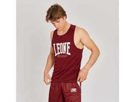 Camiseta sin Mangas de Hombre para Fitness LEONE1947 Logo Rojo (M)