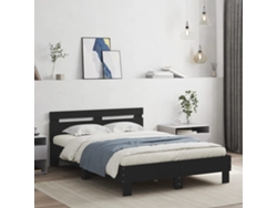 Estructura Cama Con Cabecero Madera Ingeniería Negro 120x190 Cm