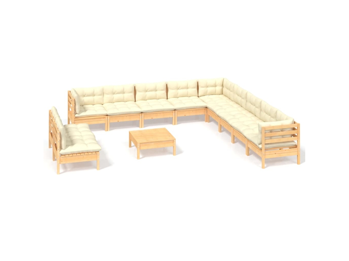 Maison Exclusive - Muebles De Jardín 12 Piezas Cojines Madera Maciza De Pino