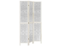 Biombo separador de ambientes, 3 paneles en madera de paulownia y ramas de sauce blanco Dec030753