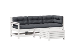 Maison Exclusive - Set Muebles Jardín 4 Pzas Con Cojines Madera Maciza Pino Blanco