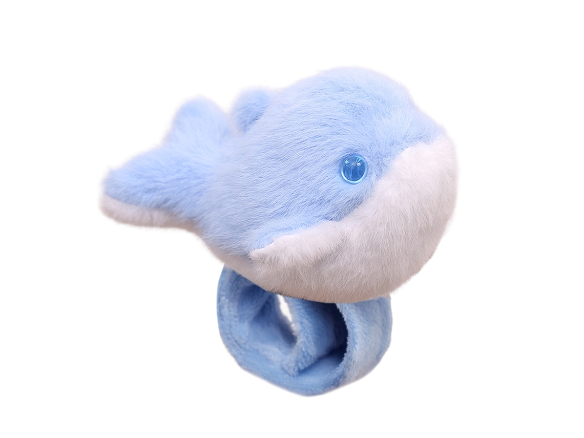Peluche extra suave y tierno. Diseño de ballena azul con mecanismo de cuerda. 14 cm.