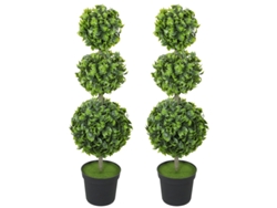 Plantas Artificiales En Macetas De Plástico Con Tierra Verde En Escamas.
