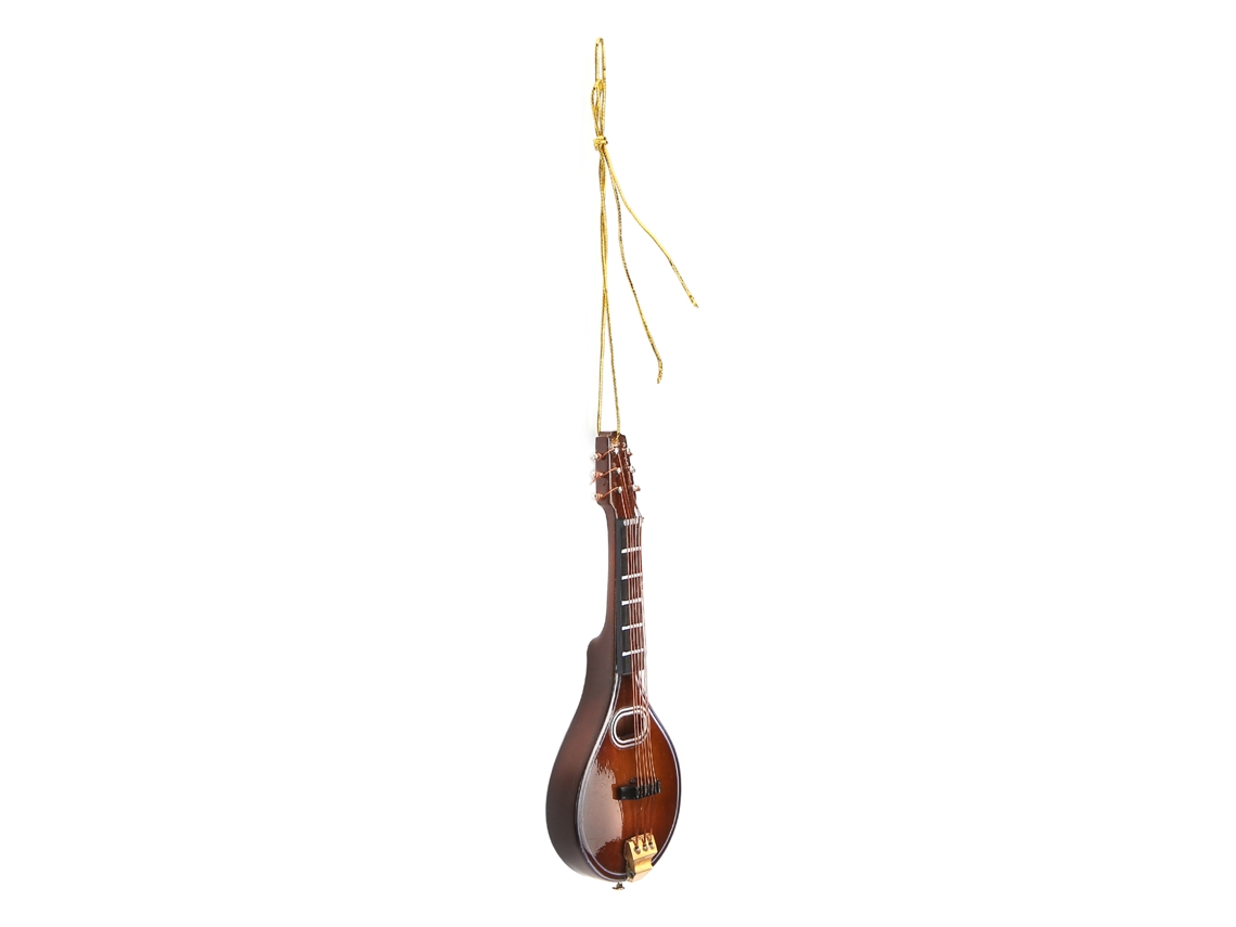Mandolina Miniatura Modelo de Madeira Instrumento Musical Colecionável Presente Decoração 12cm