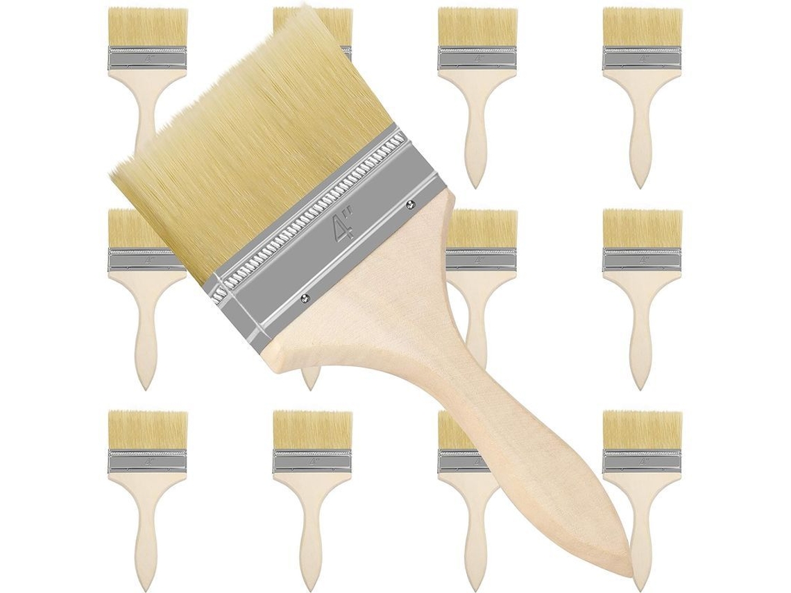2026-set De 12 Pinceles De Madera Profesionales, 5cm, Para Pintura Diy, Muros, Muebles Y Manualidades