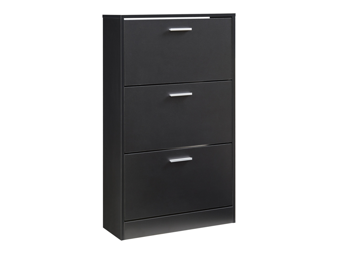 Zapatero Sykkylven 103x60x24 cm con 3 solapas negro Pt.casa