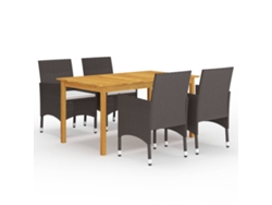 Juego de comedor de jardín de 5 piezas marrón Dkd Home Decor