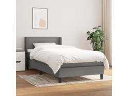 Cama Box Spring Con Colchón Tela Gris Oscuro 90x200 Cm