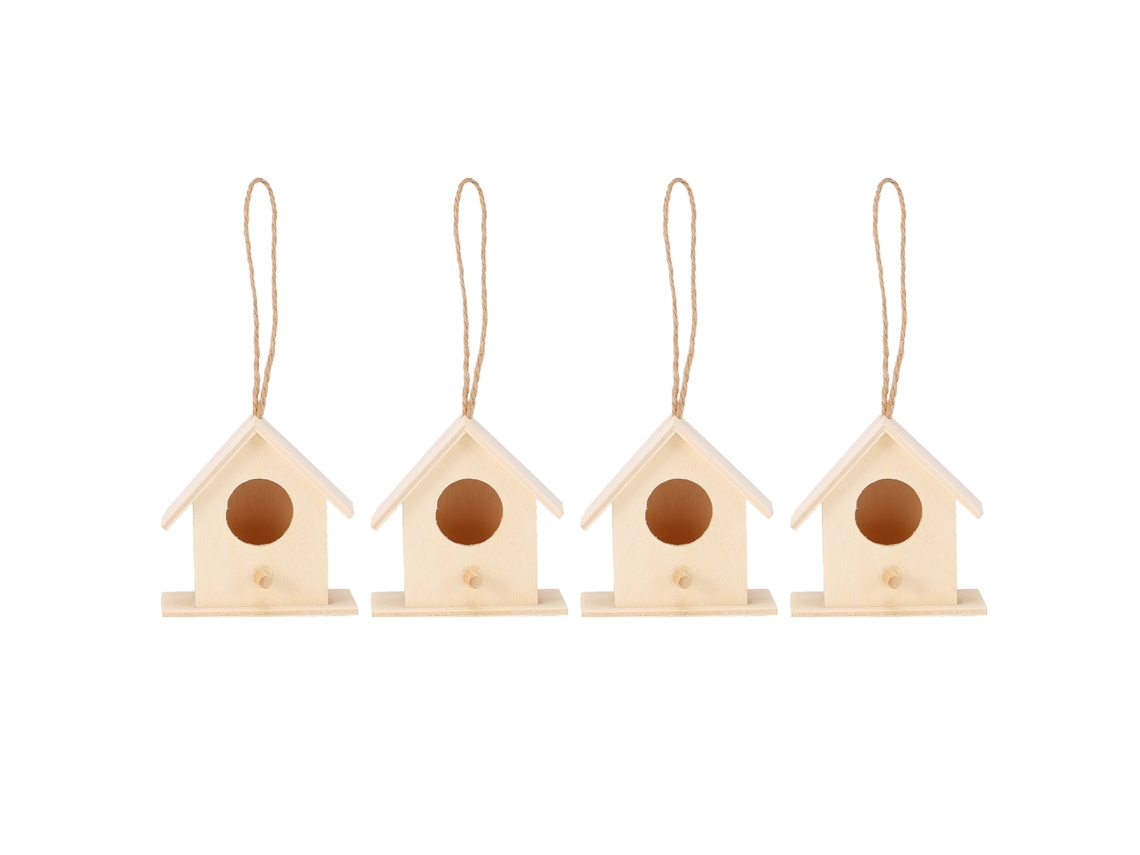 4 cajas nido de madera colgantes para pájaros (sin marca)