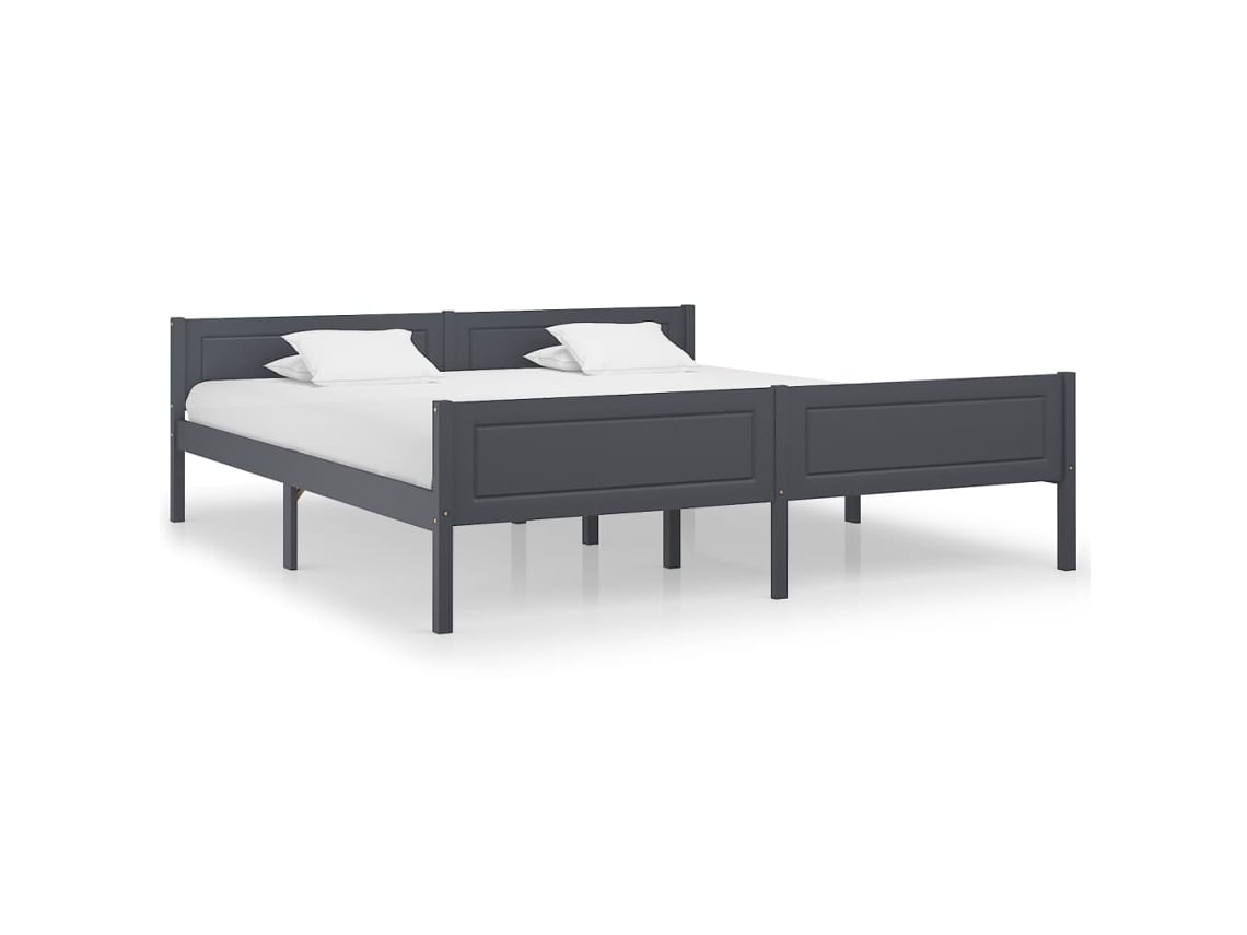 Estructura De Cama Sin Colchón Madera De Pino Gris 180x200 Cm