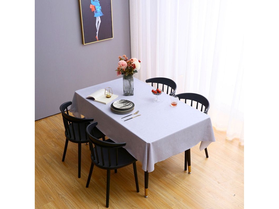 Rebe-mantel Rectangular De Pvc Color Solido Resistente Al Agua Y Aceite 54x78 Pulgadas Para Mesa De Comedor Fiesta Y Camping Gris Claro