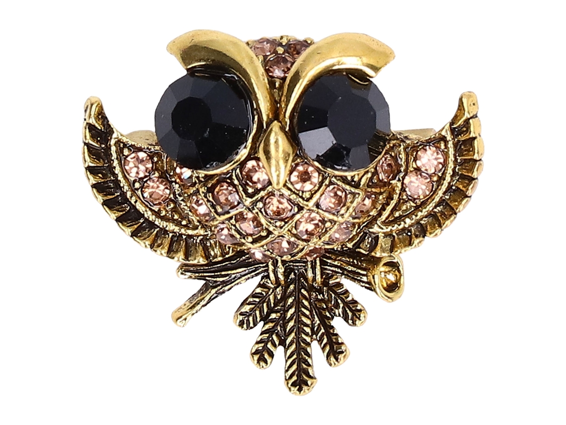 Broche Retro De Búho Con Diamantes De Imitación, Ojos Grandes, Para Fiestas, Bodas, Días Festivos, Oro Antiguo.