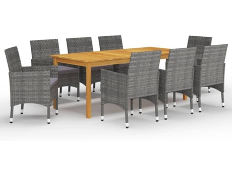 Conjunto 9 de comedor de jardín VIDAXL gris