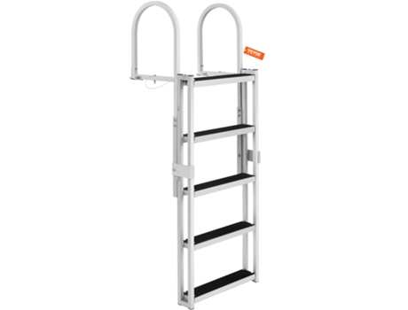VEVOR Escalera de aluminio para muelle, escalera para muelle de barco, 66,9-78,9 pulgadas, altura ajustable, 5 escalones