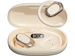Auriculares Bluetooth con gancho para la oreja, Bluetooth 5.3, resistentes al agua IPX7, estuche de carga inalámbrica, estéreo con bajos potentes, color oro champán.