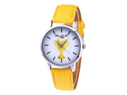Reloj De Pulsera De Cuarzo Zhoulianfa Informal De Piel Sintética, Estilo Sencillo, Amarillo.