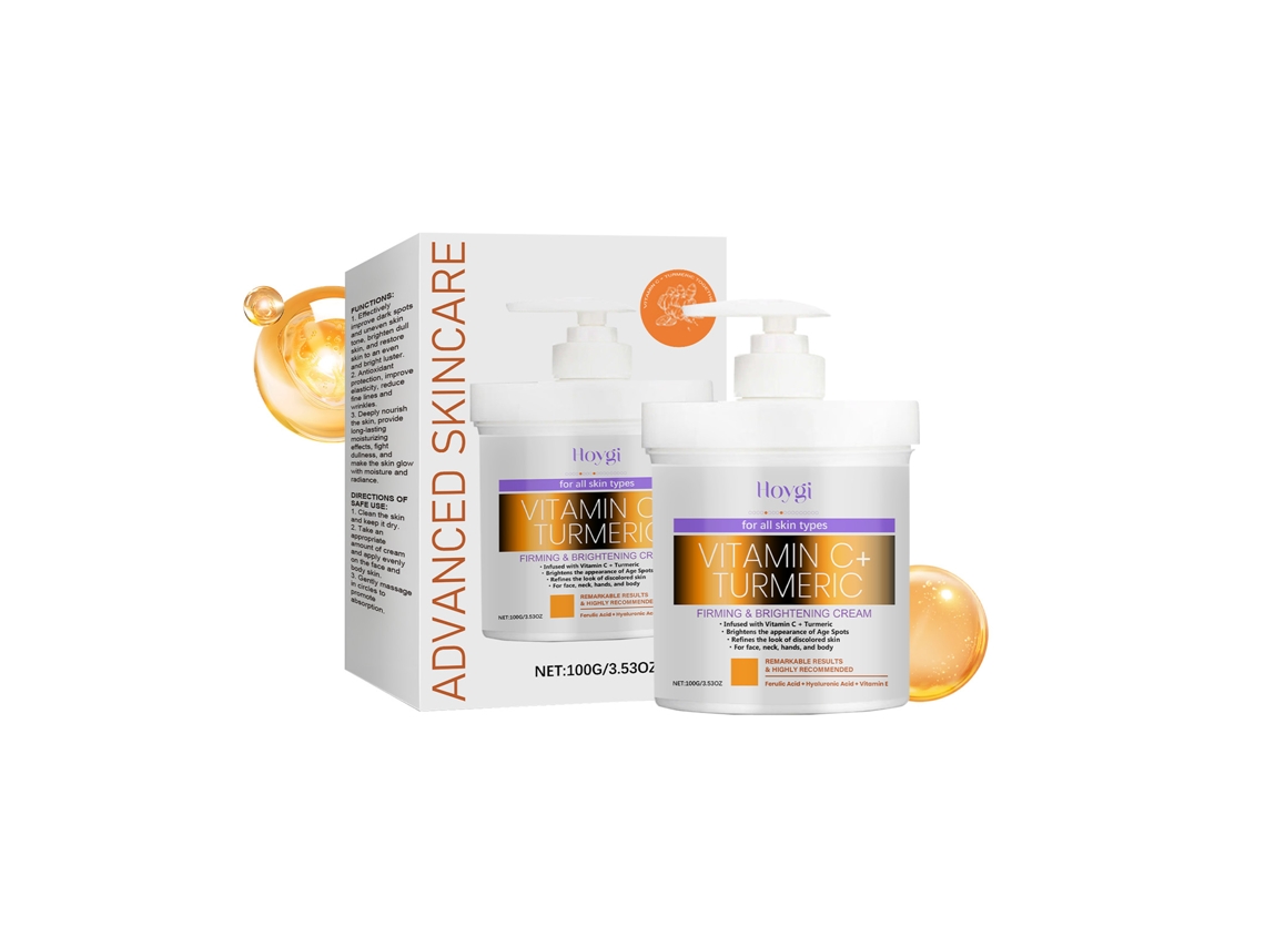 Crema iluminadora de cúrcuma con vitamina C: crema corporal hidratante, reafirmante y nutritiva para una piel radiante.