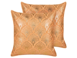 Juego de cojines decorativos hechos a mano BELIANI Hoya de Algodón Naranja 45x45x6
