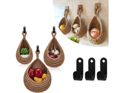 Cestas de pared hechas a mano para la cocina, soportes para productos hechos a mano en cuerda de yute vietnamita, material ecológico, ventilación natural para