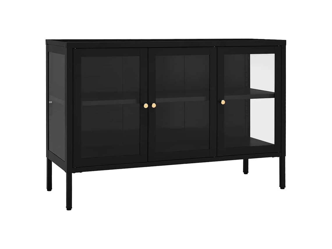 Maison Exclusive - Aparador De Acero Y Vidrio Negro 105x35x70 Cm