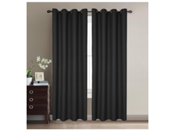 Conjunto de Cortina COSHANO Ventana Opacas Modernas Luz Termicas Aislantes Frio Calor Poliéster Negro (260 cm)