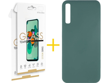 Kit Funda + 2 Protectores de Pantalla Samsung Galaxy A50 SKYHE Silicona Líquida (Verde)
