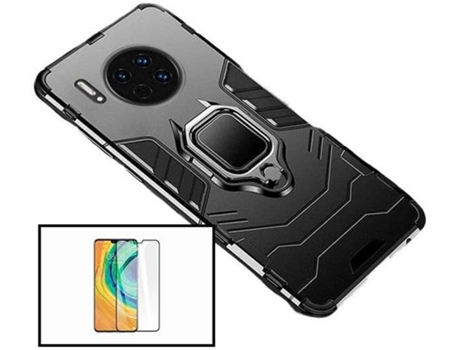 Kit Funda y Protector de Cristal Templado Huawei Mate 30 Pro Military Defender Negro