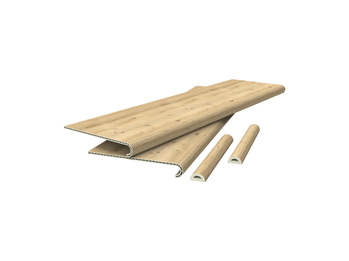 Juego de 8 cubreescaleras de PVC natural 120x32x4,6 cm NEU.HOLZ