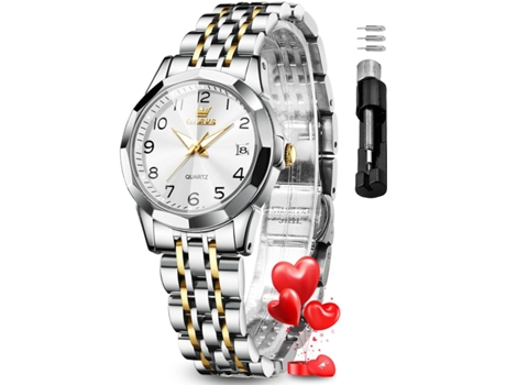 VEANXIN Reloj de Cuarzo de Moda para Mujer, Diamante Luminoso Resistente al Agua(oro-blanco)