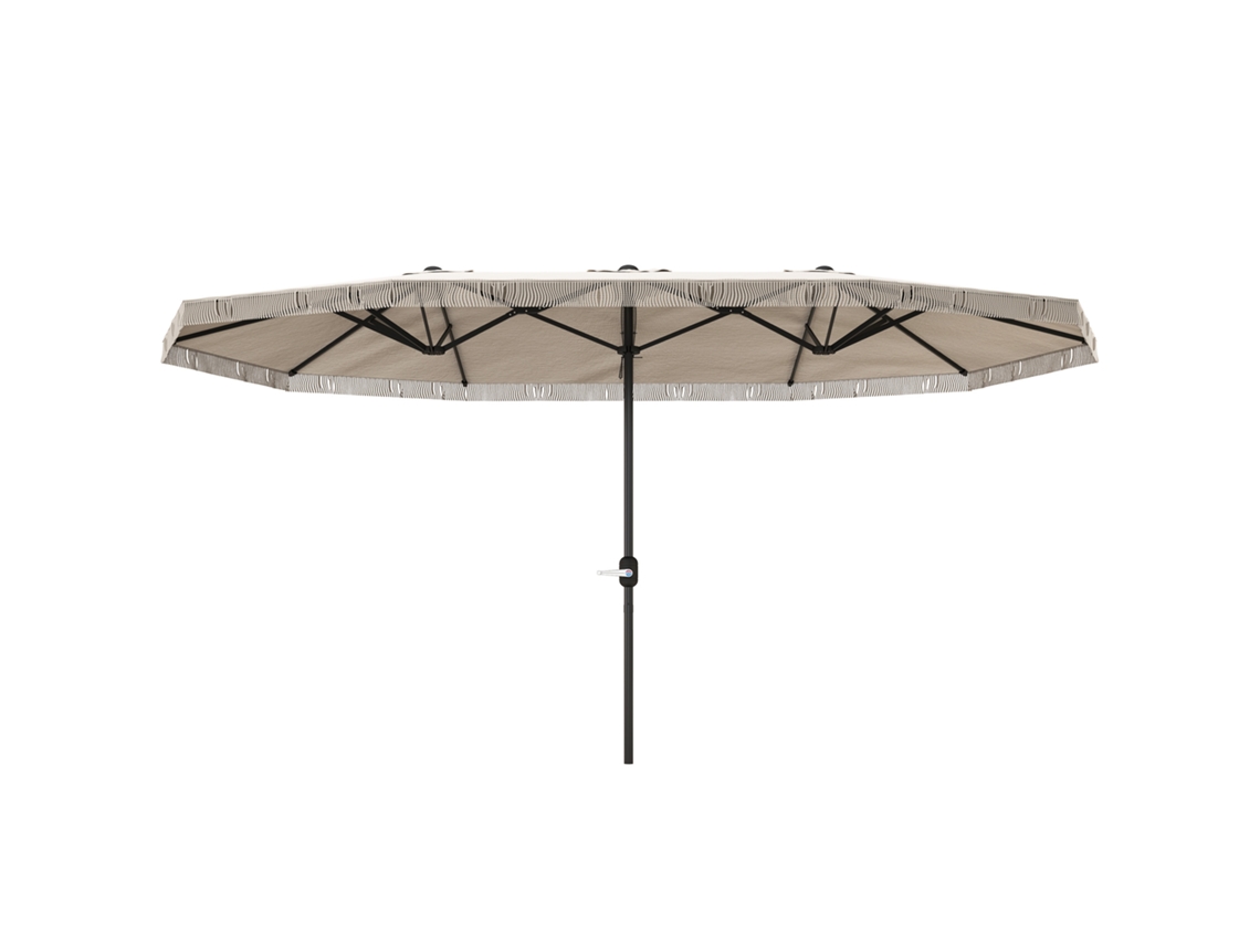 Sombrilla doble para terraza de 4,5 x 2,7 m con manivela y protección UV30 en color crema.