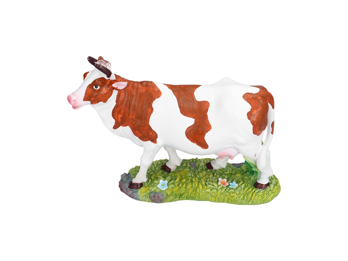 Adorno De Vaca De Resina Marrón Y Blanca, Figura De Animal Para La Decoración Del Hogar, Jardín Y Bonsáis.
