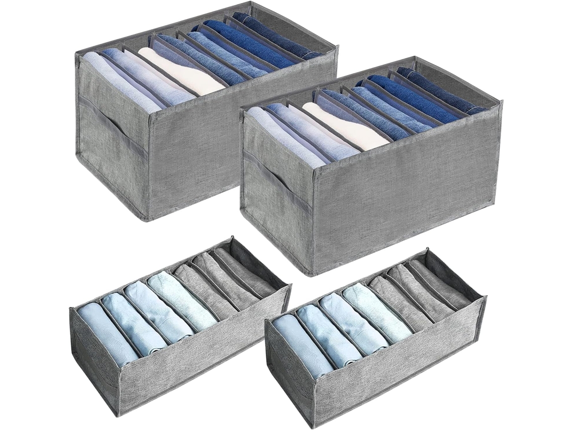 Organizador de armario de 4 piezas, caja de ropa plegable, compartimento divisor, lavable, caja de almacenamiento