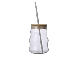 Elegante Vaso de Vidrio con Tapa y Pajita - Ideal para Usar en Casa u Oficina - 500ml MEOIRUERY