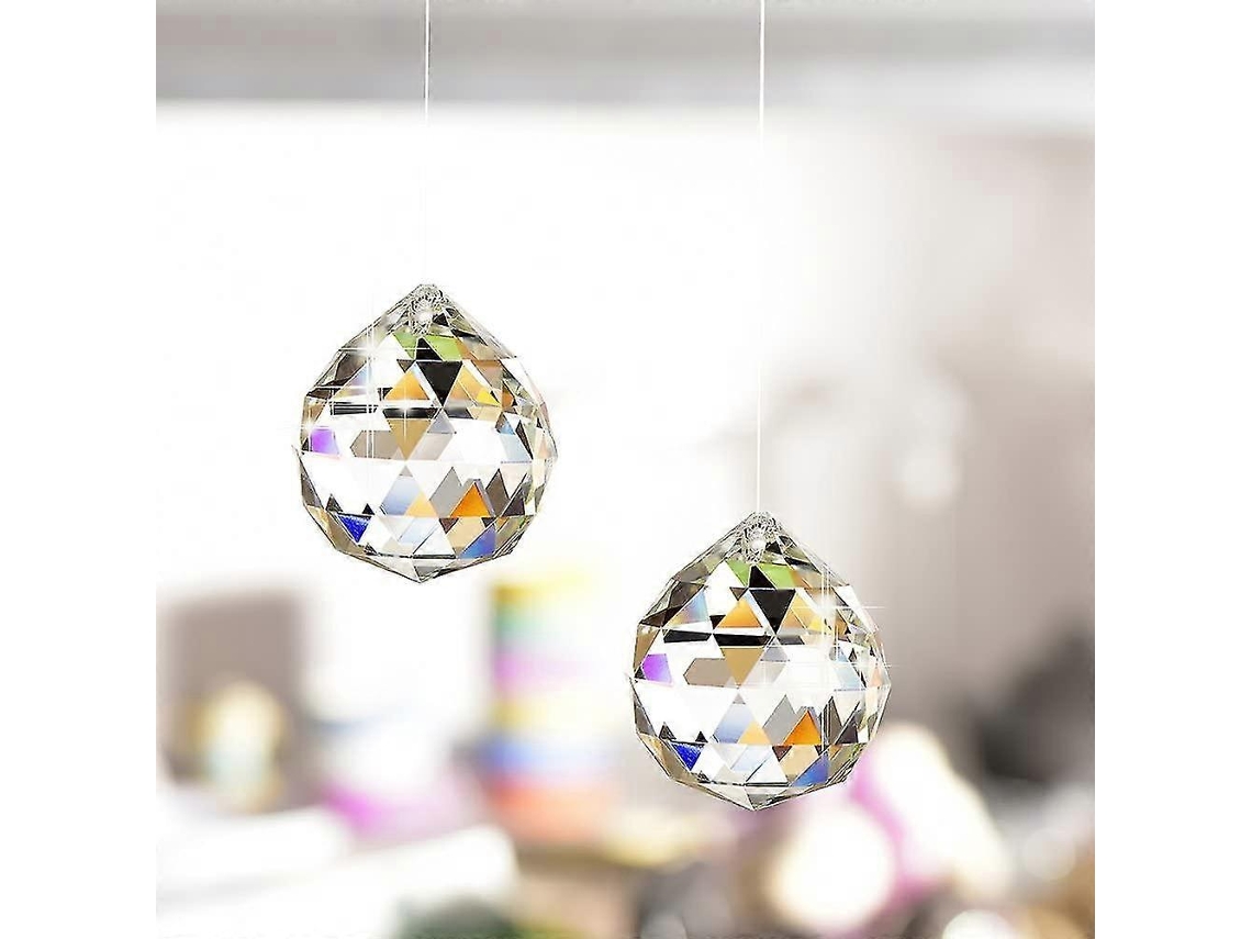 Atrapasol colgante de prisma de bola de cristal transparente de 40 mm (paquete de 2)