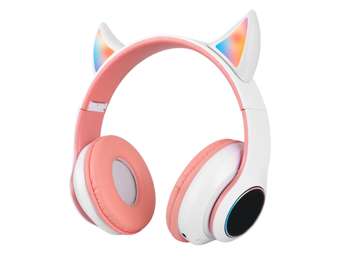 Fone De Ouvido Bluetooth Dobrável Hifi Com Efeito Iluminado Leve Confortável Fofo Sem Fio Rosa