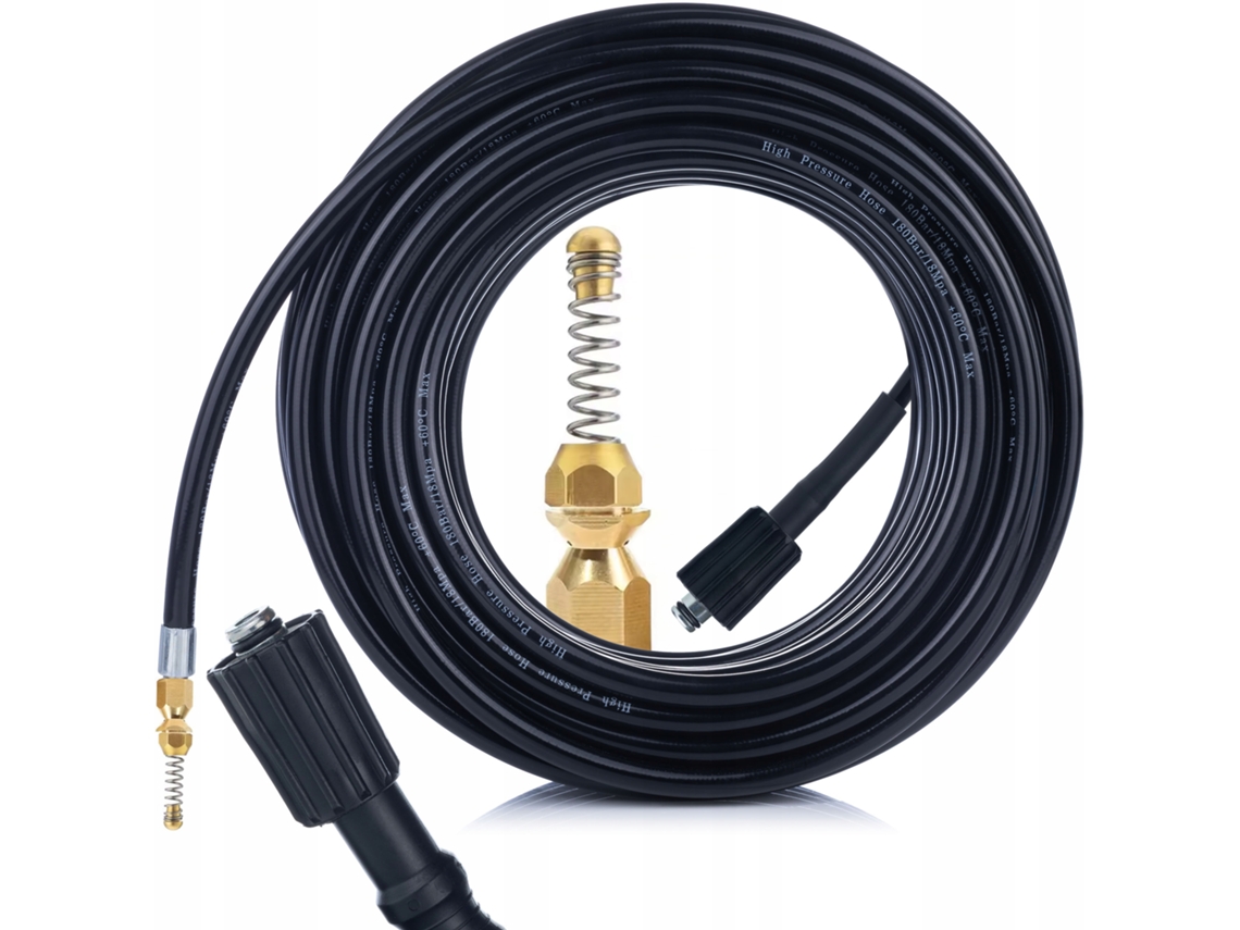 Manguera de alta presión de 3 m – Boquilla de resorte de latón | 155 bar | Compatible con hidrolimpiadoras Kärcher K1–k7