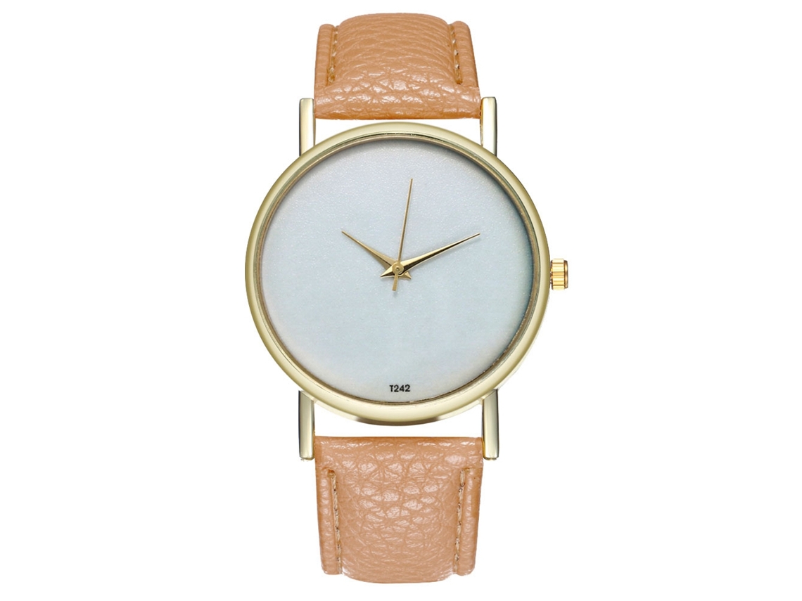 Reloj De Pulsera Unisex De Cuarzo Con Correa De Pu Moda Zhoulianfa Beige
