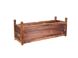 Jardinera de madera maciza de pino, color marrón oscuro, 90 cm x 30 cm x 34 cm, L OEM