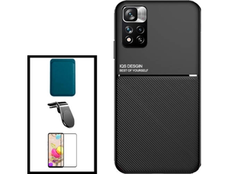 Kit Carcasa Magnética Anti Choque + Cartera + Protector de Pantalla Xiaomi Redmi Note 11 Pro 5G G4M Negro