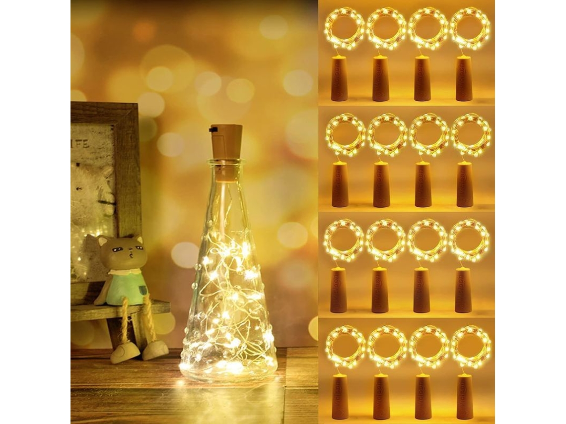 Luces Led Para Botellas, 12 Unidades, 2 M, 20 Luces Led, Blanco Cálido, Para Carnaval, Boda, Fiesta, Bricolaje.