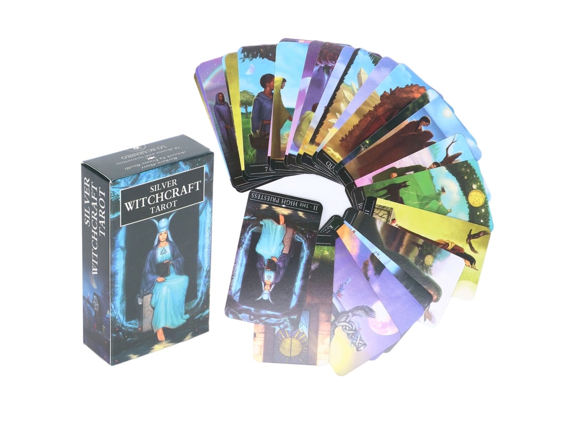 Baraja De Tarot De Brujería Plateada, 78 Cartas De Adivinación, Papel Estucado