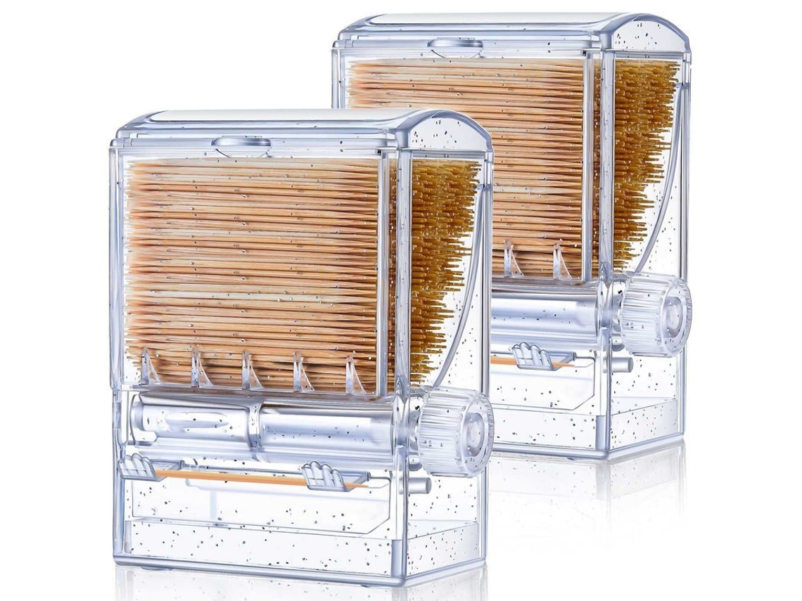 Dispensador Automático De Palillos De Dientes, Acrílico Transparente, Con Base Antideslizante.