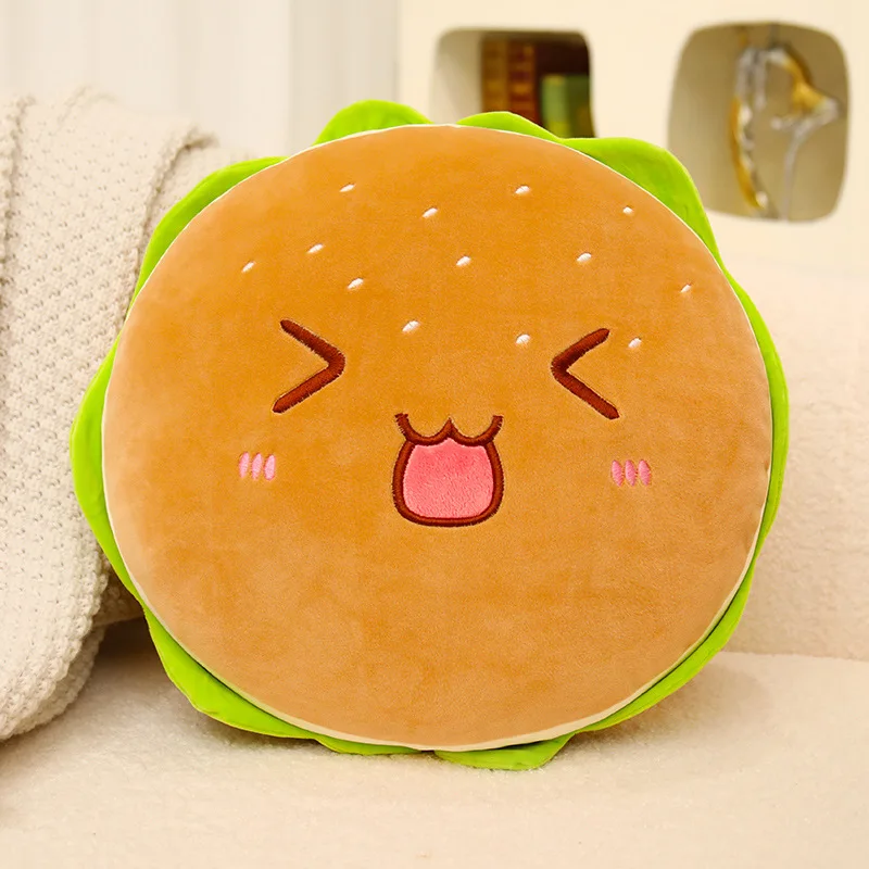 (Feliz 40cm) Almohada de peluche de hamburguesa Kawaii Regalo de Navidad