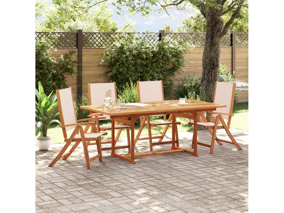 Conjunto de comedor de jardín de 5 piezas de acacia maciza y textilene de DKD Home Decor