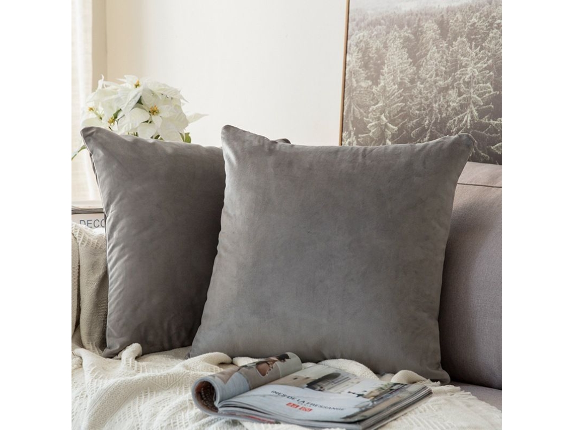 2026-2 Fundas De Almohada De Terciopelo Suave, 45x45 Cm, Sin Relleno, Color Gris, Para Sofá, Cama, Coche