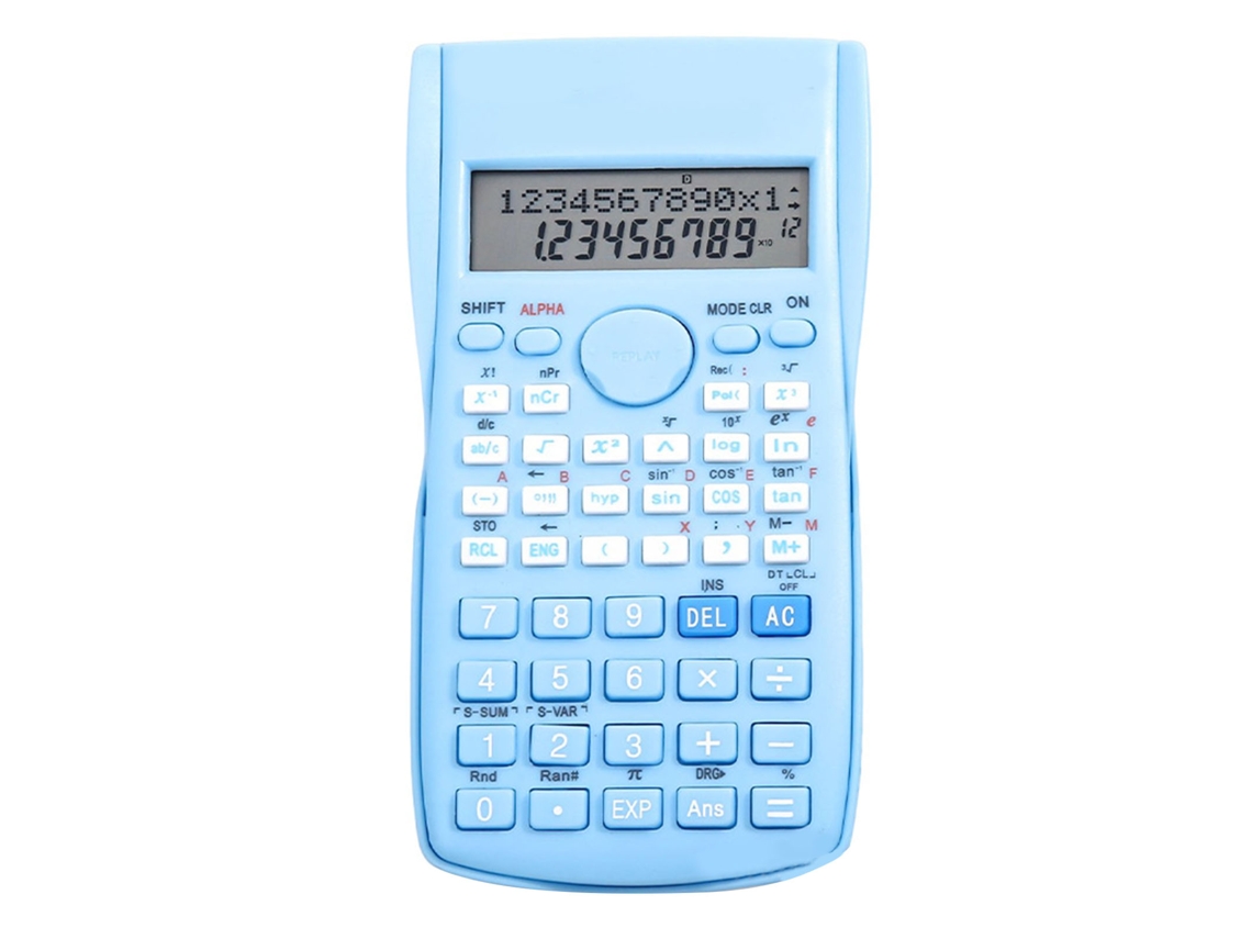 Calculadora Científica De 12 Dígitos, 240 Funciones, Pantalla Grande Con Tapa Deslizante Azul.