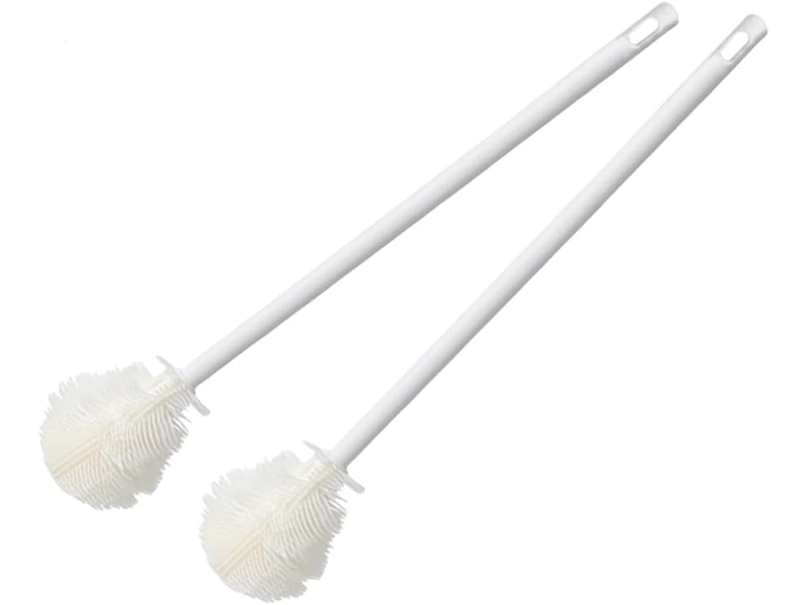 Duas Longas Escovas De Silicone Para Limpar Mamadeiras.