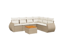 Maison Exclusive - Set Sofás De Jardín 7 Piezas Y Cojines Ratán Sintético Beige